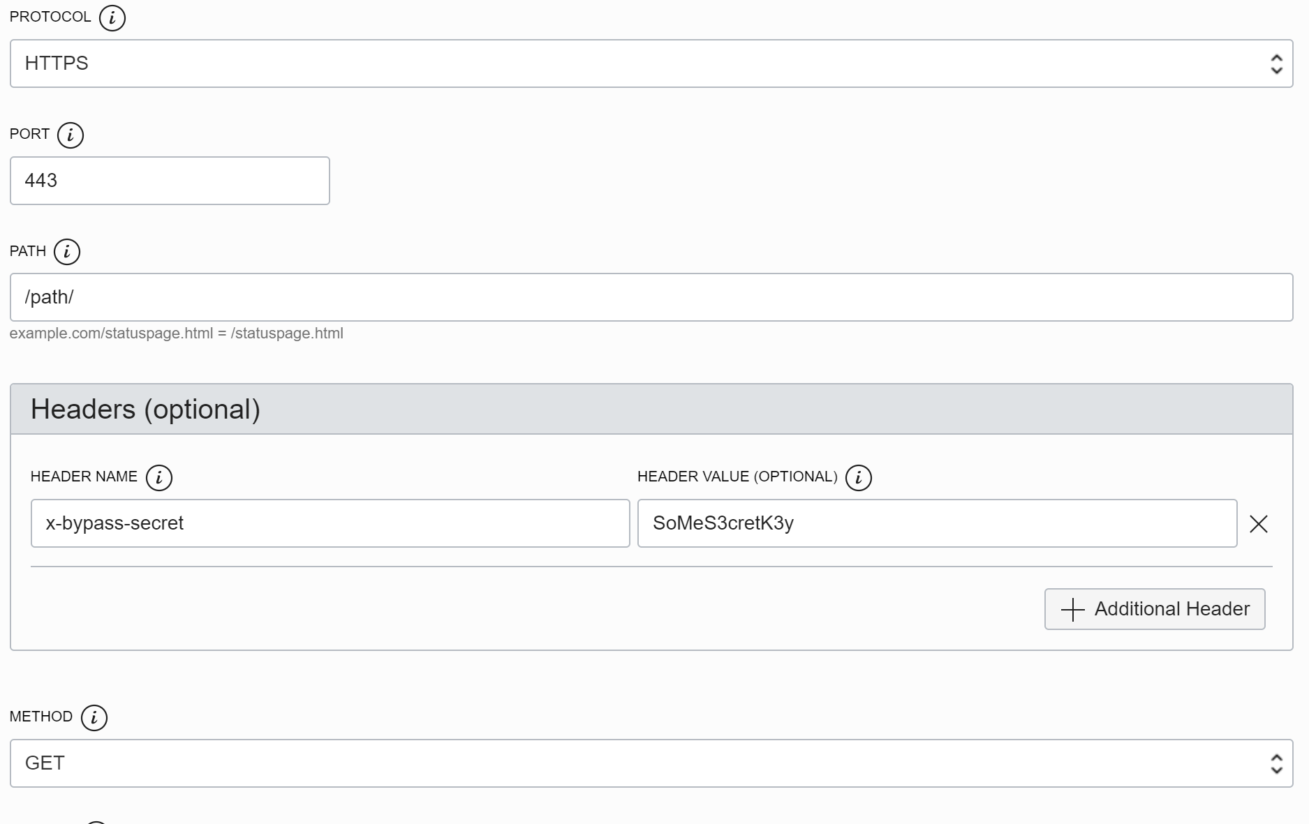 OCI header config